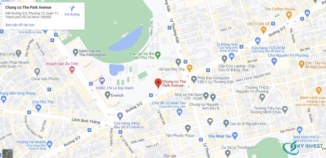 Vị trí google map dự án The Park Avenue quận 11.