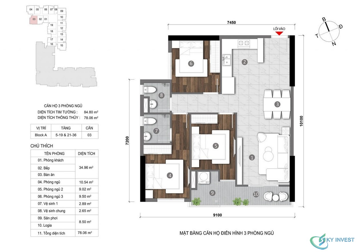 Thiết kế dự án căn hộ 3 phòng ngủ Opal City View