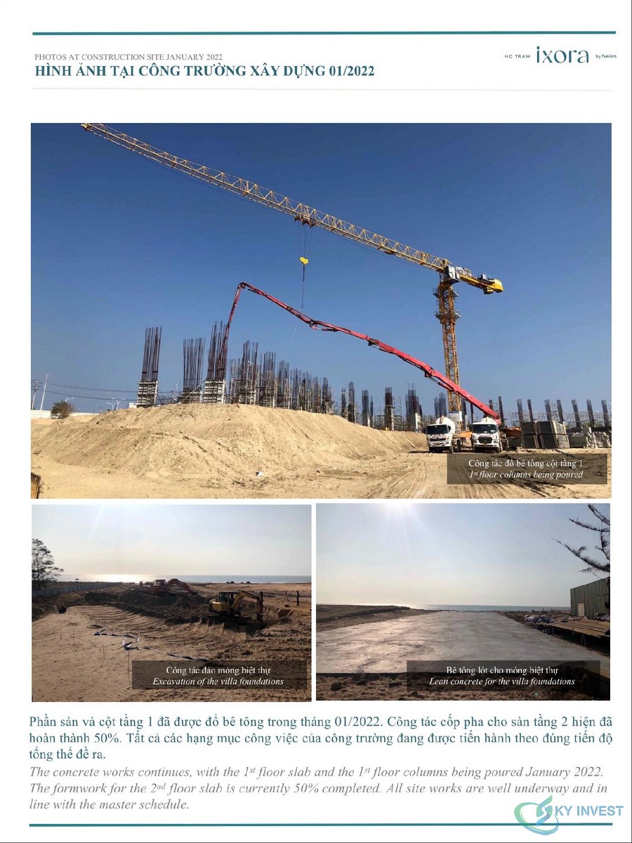 Tiến độ thi công dự án Ixora Hồ Tràm tháng 01/2022