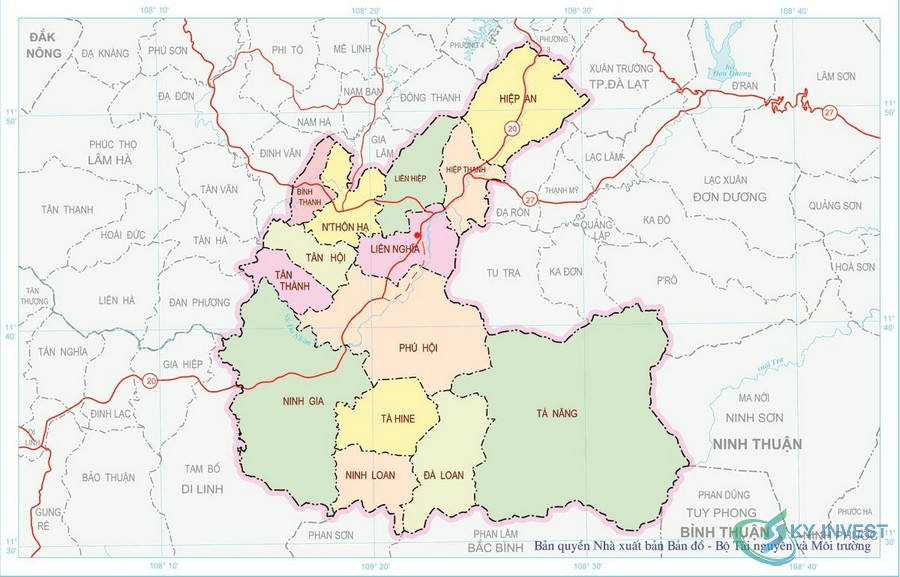 Bản đồ huyện Đức Trọng, tỉnh Lâm Đồng 