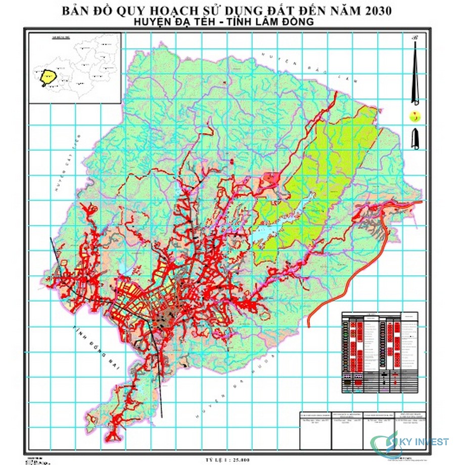 Bản đồ quy hoạch sử dụng đất nền huyện Đạ Tẻh, tỉnh Lâm Đồng năm 2030