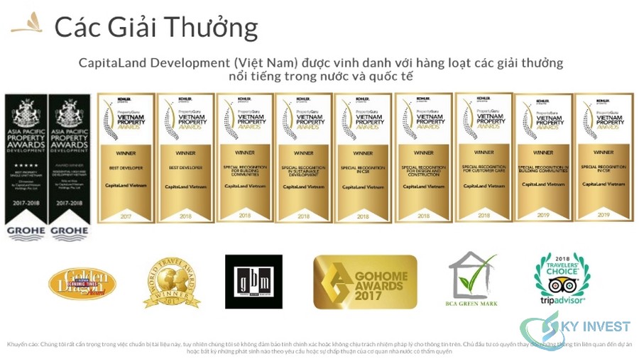 Các giải thưởng danh giá của chủ đầu tư Zenity CapitaLand