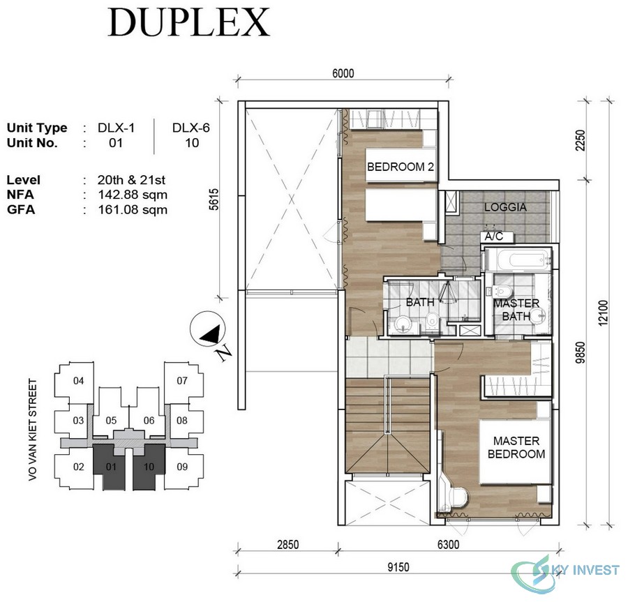 Duplex: diện tích từ 127 – 164 m2
