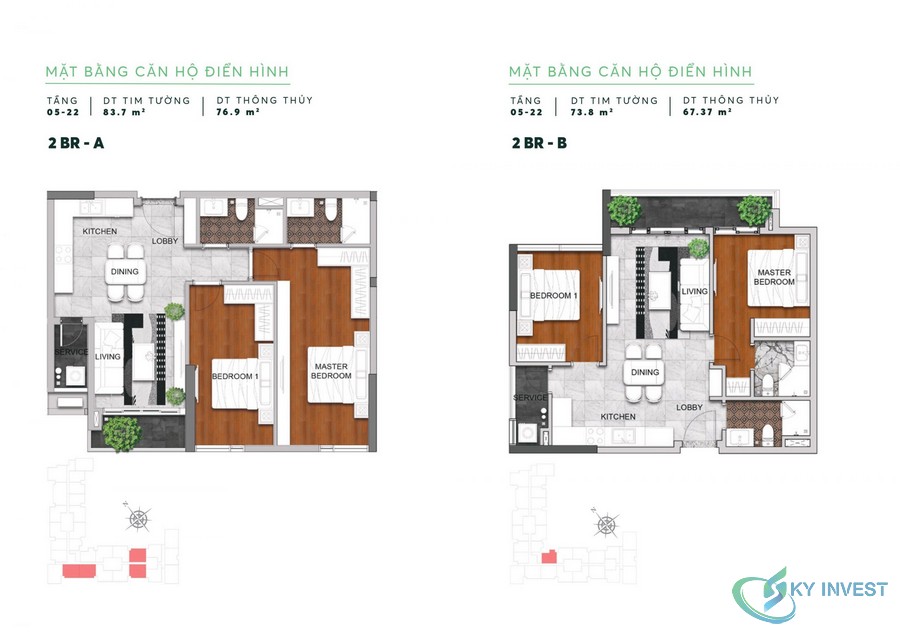 Thiết kế căn hộ 2 phòng ngủ dự án Urban Green Thủ Đức