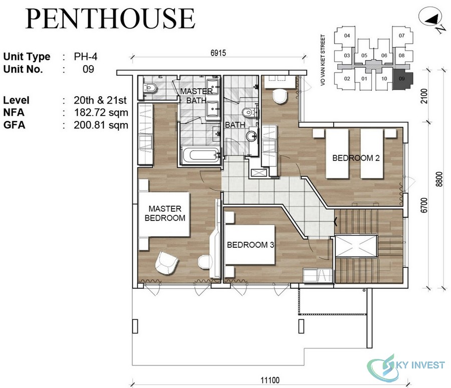 Penhouse: diện tích 183 m2
