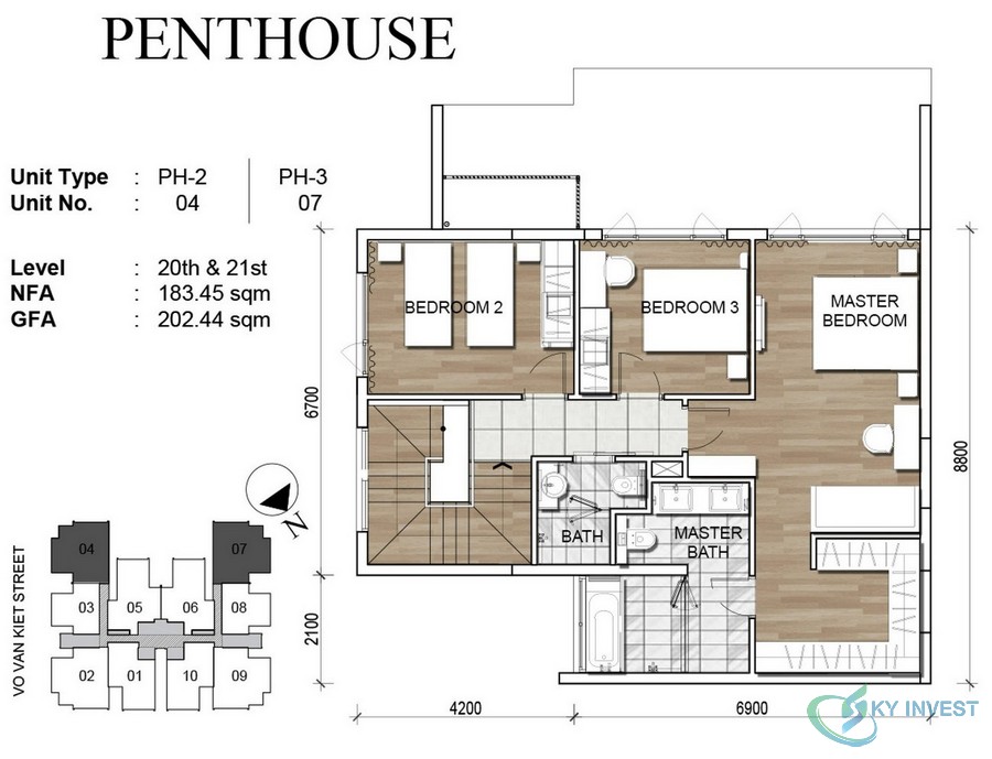 Penhouse: diện tích 183 m2