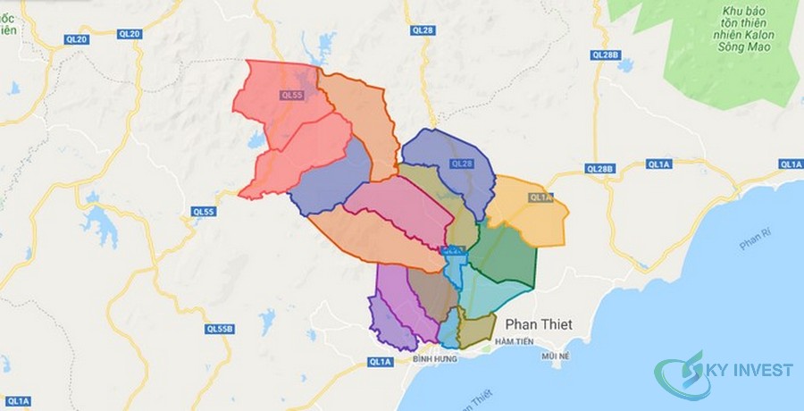 Bản đồ huyện Hàm Thuận Bắc, Bình Thuận