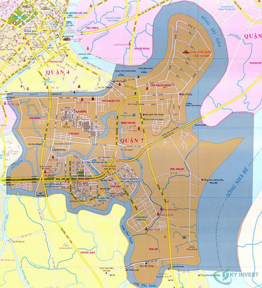 Bản đồ quy hoạch Quận 7, bản đồ hành chính Quận 7 mới nhất 