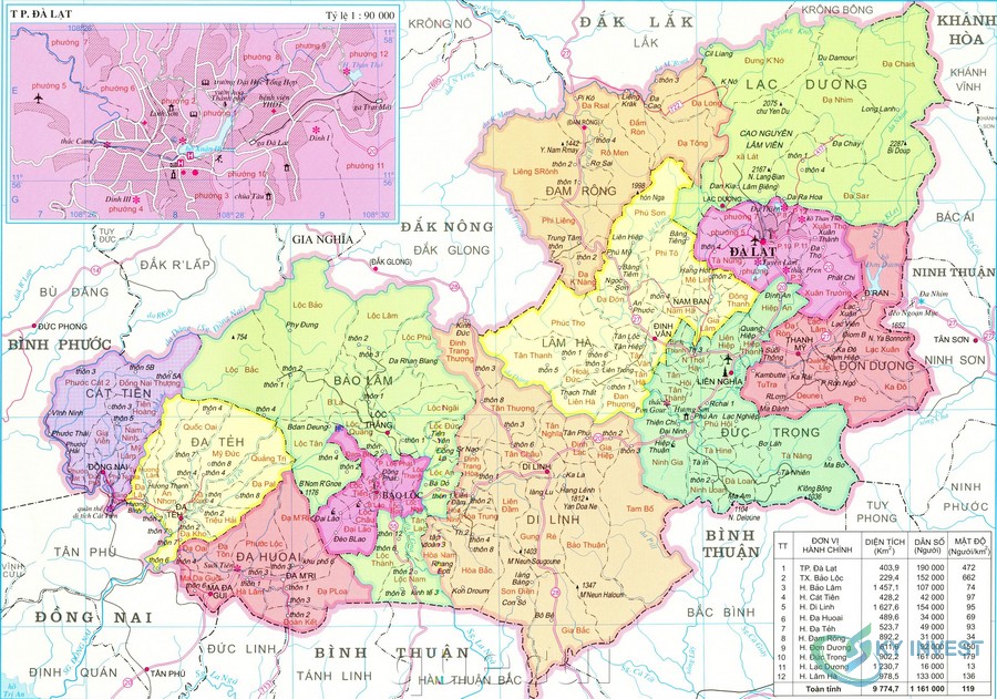Bản đồ tỉnh Lâm Đồng