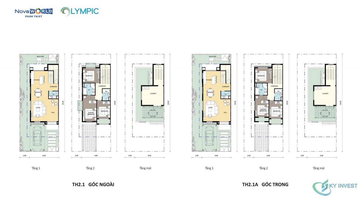 Thiết kế nhà phố góc 6x20m (2m chừa hông) Olympic
