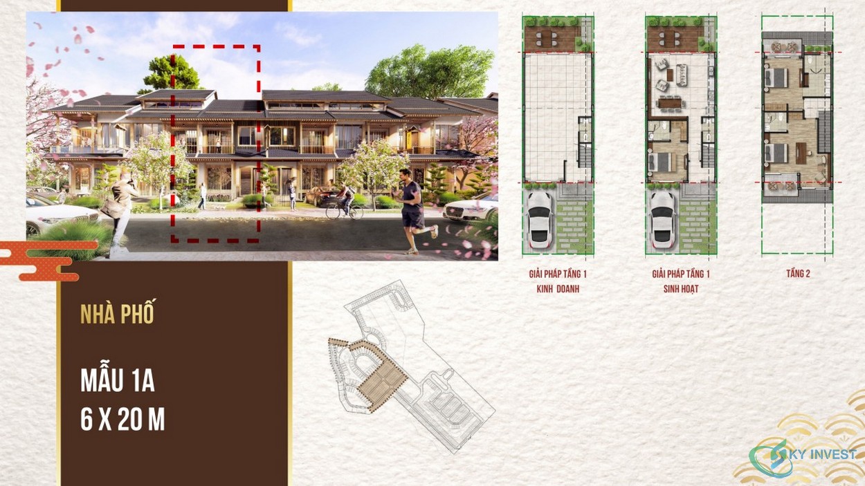 Thiết kế nhà phố Bình Châu Onsen Hồ Tràm mẫu 1A