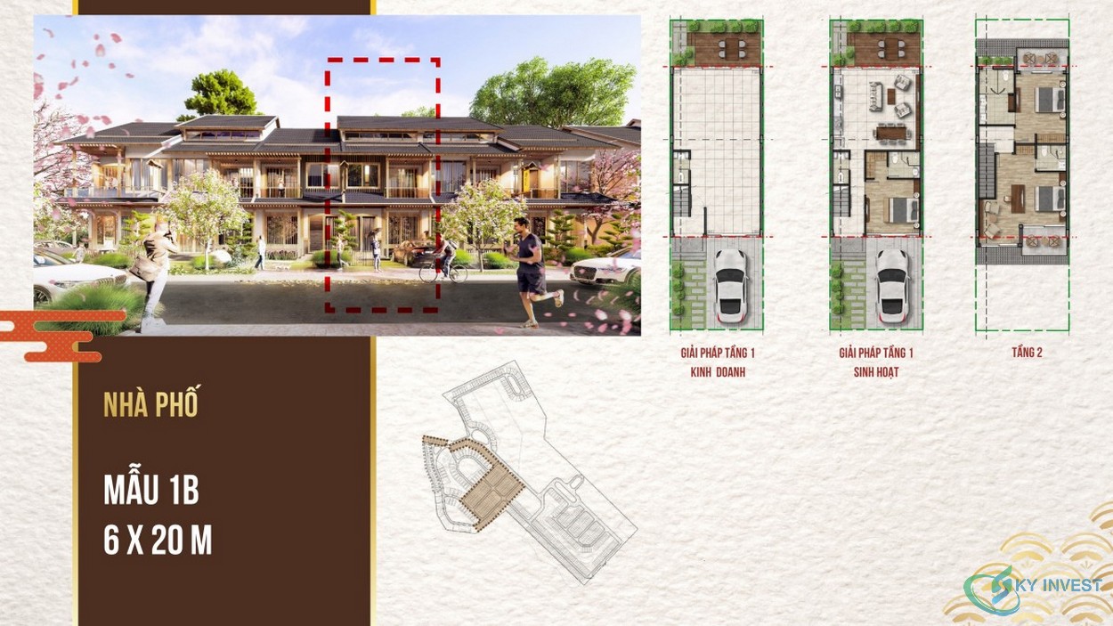 Thiết kế nhà phố Bình Châu Onsen Hồ Tràm mẫu 1B