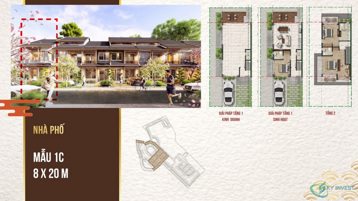 Thiết kế nhà phố Bình Châu Onsen Hồ Tràm mẫu 1C