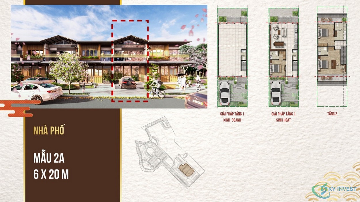 Thiết kế nhà phố Bình Châu Onsen Hồ Tràm mẫu 2A