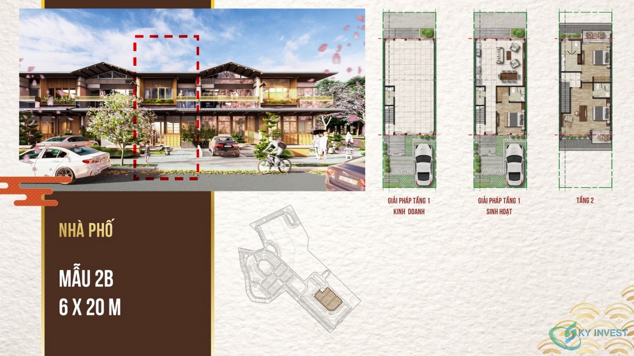 Thiết kế nhà phố Bình Châu Onsen Hồ Tràm mẫu 2B