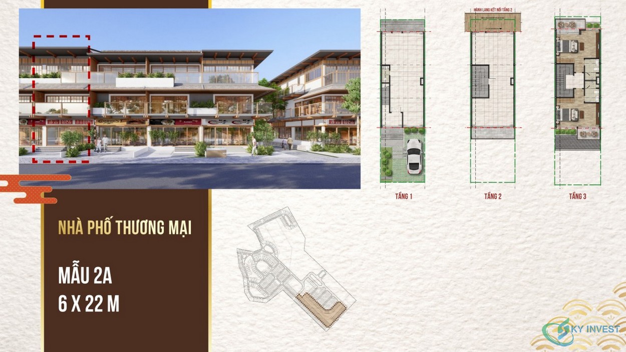 Thiết kế shophouse Bình Châu Onsen Hồ Tràm mẫu 2A
