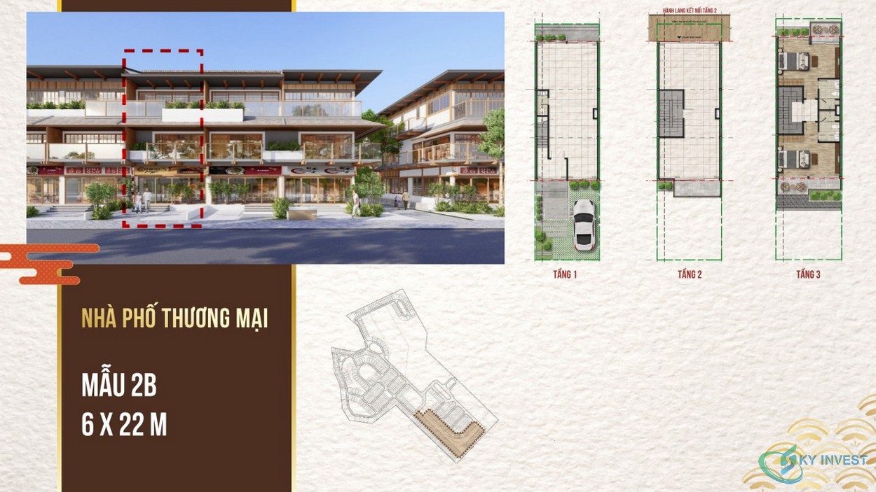 Thiết kế shophouse Bình Châu Onsen Hồ Tràm mẫu 2B