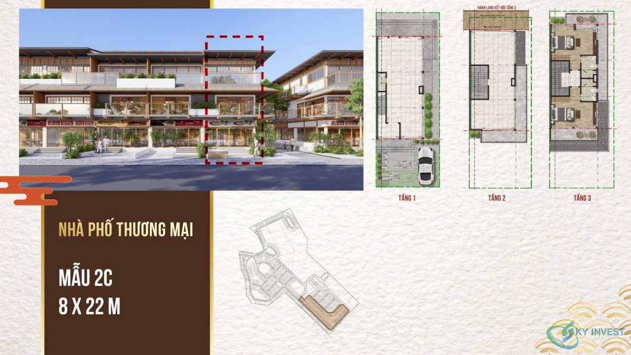 Thiết kế shophouse Bình Châu Onsen Hồ Tràm mẫu 2C