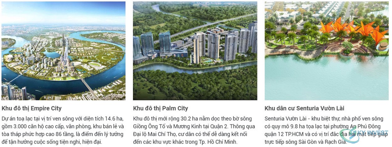Thông tin một số dự án chủ đầu tư dự án Senturia Nam Sài Gòn Tiến Phước đã và đang triển khai.