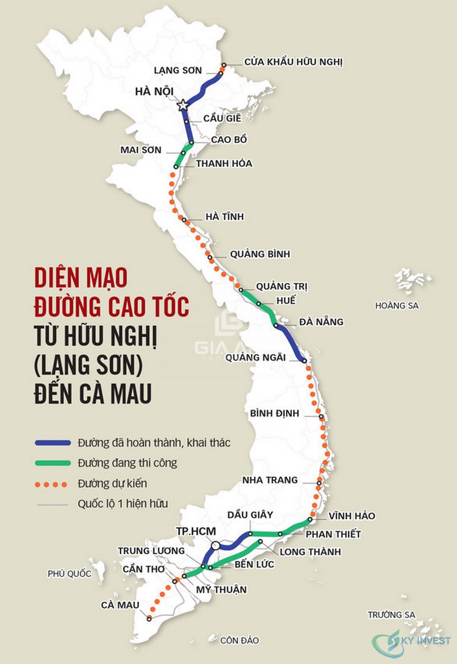  Bản đồ cao tốc Bắc - Nam từ Lạng Sơn đến Cà Mau